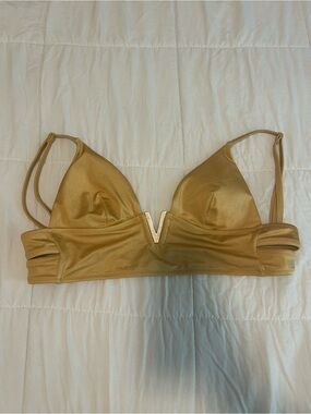 Gold V-Front bathing suit top - Women Swimwear